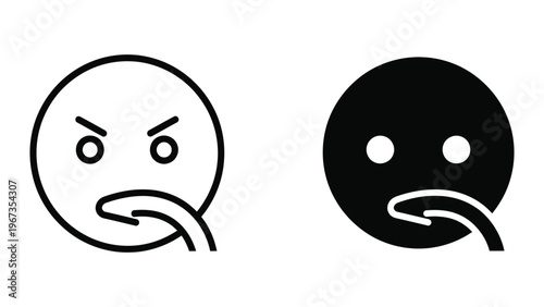 Two contrasting emoticons depicting different emotional expressions with distinct styles