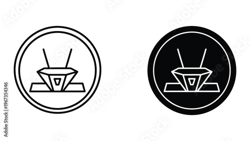 Contrasting logo designs of a wireless signal icon with different background colors