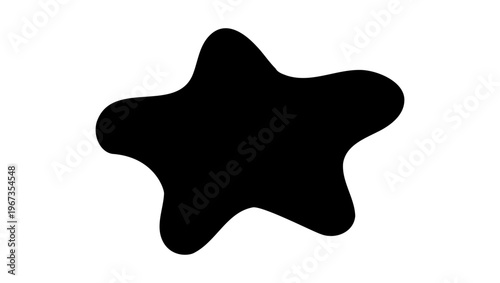 Abstract organic blob shape, black liquid splash silhouette, minimalist amoeba element, fluid ink stain vector isolated on white