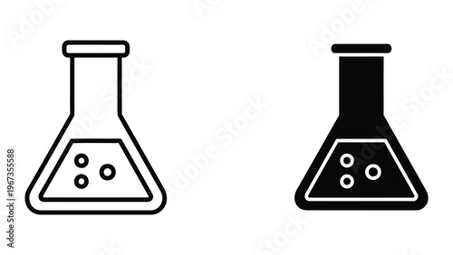 Contrasting styles of laboratory erlenmeyer flasks with liquid contents