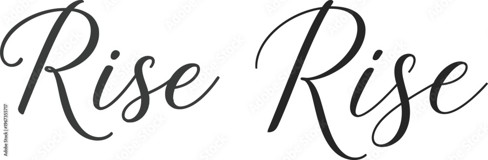 Fototapeta premium Elegant handwritten typography of the word 'Rise' in a beautiful script font, perfect for inspirational or motivational designs