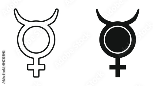 Contrasting female symbols with filled and unfilled circles in their centers