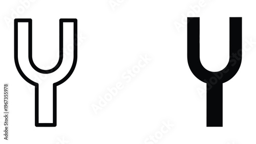 Comparison of empty and filled tuning fork diagrams in black and white
