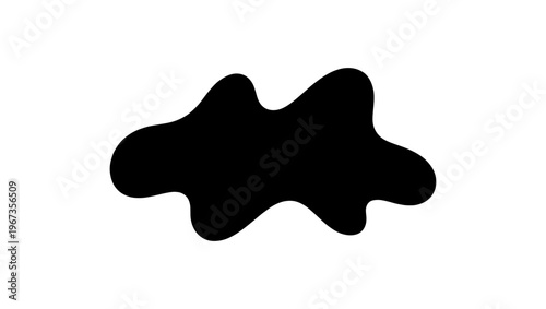 Black organic liquid splash vector, abstract amoeba shape silhouette, fluid ink blot and splatter element for graphic design