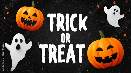 Halloween Decorations Show Pumpkins and Ghosts for Trick or Treat Celebration