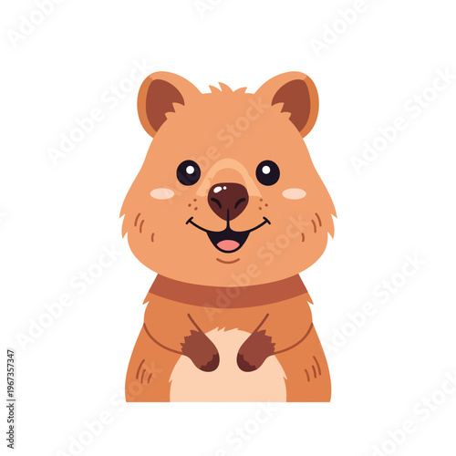 Cute quokka with a happy smile.