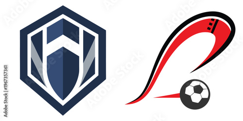 Dynamic Soccer Club Logo Mockups with Football Elements - Ideal for Sports Teams, Tournaments, and Branding Materials