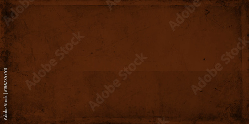 Dark brown vintage grunge background texture with subtle border frame and antique weathered paper effect for design