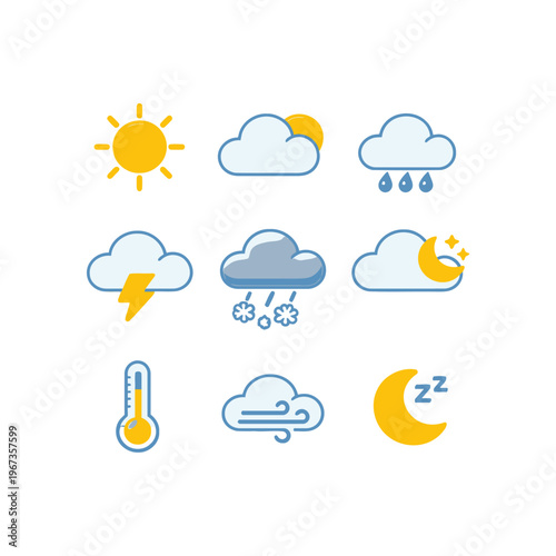 Representing weather elements for various conditions perfect for meteorological apps, websites, and educational materials needing visualizations.