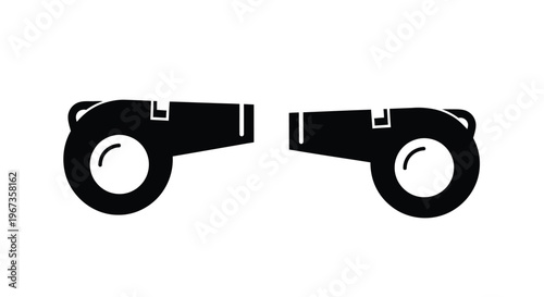 Antique cannon illustration side view minimalist design on transparent background silhouette