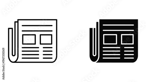 Contrast between traditional and modern newspaper designs depicted in icons