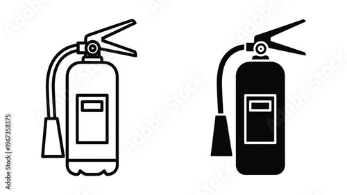 Comparison of two different fire extinguishers with distinct color schemes and designs