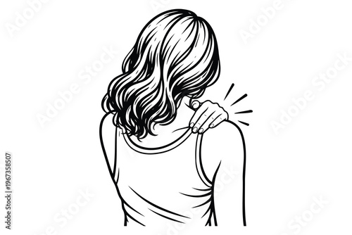 A person demonstrating how to locate and press a pressure point on the shoulder and neck area Vector