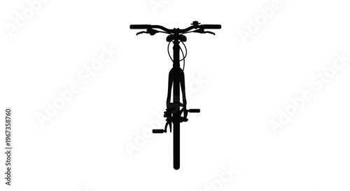 Black bicycle handlebars and frame a striking silhouette on transparent background