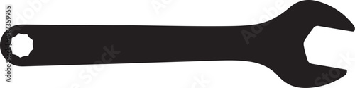Black adjustable wrench silhouette tool