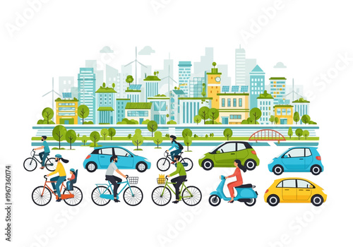 Vehicles and cyclists on the road.