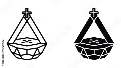 Comparison of baptismal font designs with contrasting visual styles and crosses atop