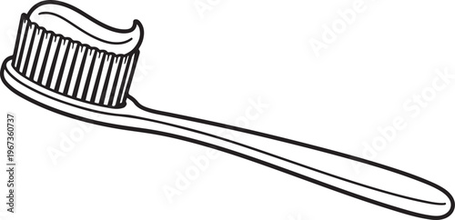 A toothbrush with bristles angled slightly upward for effective cleaning