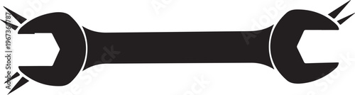 Black adjustable wrench with motion lines tool