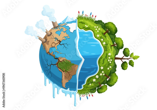 Earth Globe with Green and Blue.