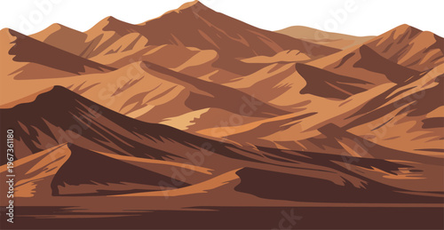 Abstract desert landscape with rolling sand dunes, warm earth tones, vector illustration