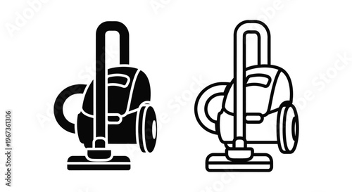 Two vacuum cleaner icons presented in a distinct black silhouette
