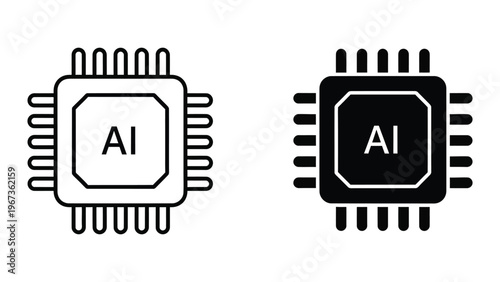 Contrast between traditional and modern artificial intelligence processor icons