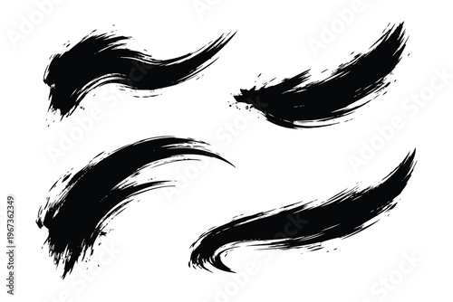 Dynamic brush strokes creating expressive abstract calligraphy designs Vector