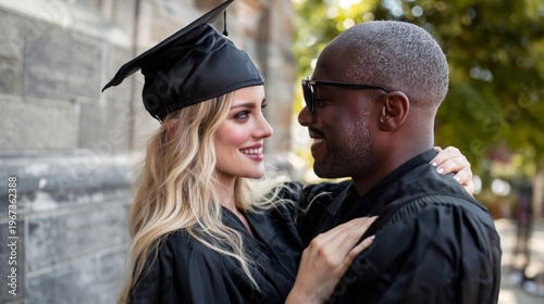 Graduation Ceremony Celebration With Couple at a Historic University