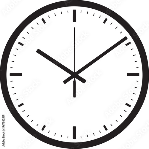 Black and white analog clock face with hour and minute hands