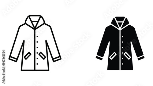 Two contrasting jackets with distinctive button and pocket designs displayed side by side