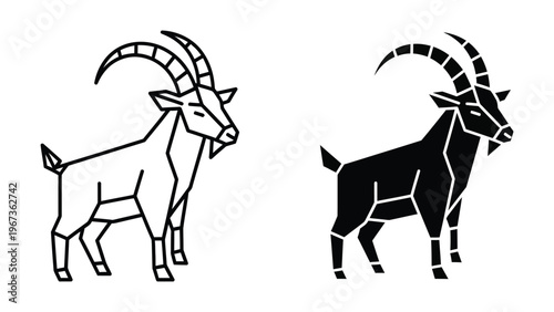 Contrast between a light-colored and a dark-colored mountain goat illustration