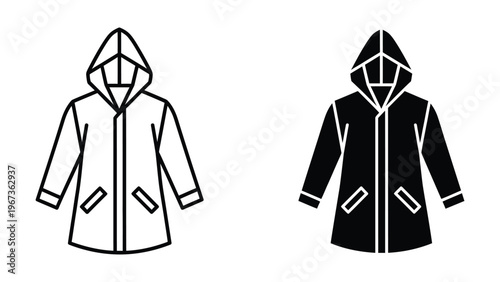 Comparison of a light grey and black hooded jacket with contrasting trim designs