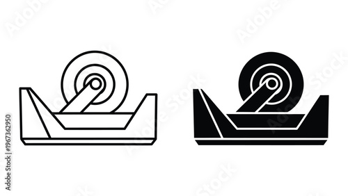 Contrast of a spool in a boat-like container with different visual styles