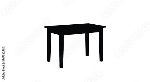 Simple black table against white background a stark silhouette