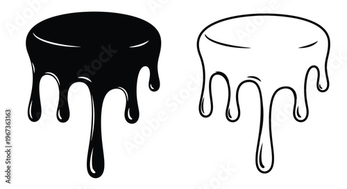 Two contrasting representations of dripping liquid a bold silhouette