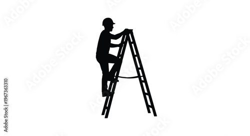 Man ascending a ladder depicted as a striking black silhouette