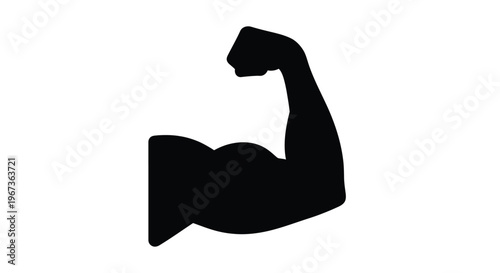 Strong muscular arm flexing a powerful bodybuilder silhouette