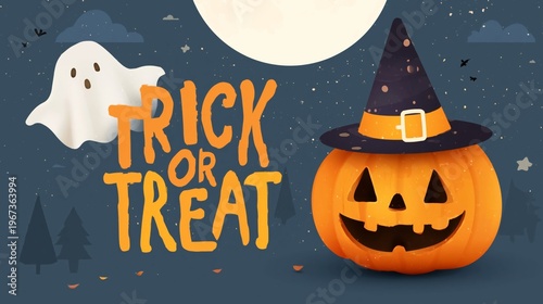 Halloween Celebration With Pumpkin, Ghost Decoration, and Candy on the Table