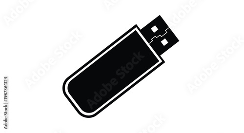 Black usb flash drive depicted as a striking silhouette
