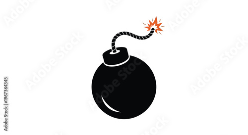 A black bomb with a lit fuse dramatically rendered as a silhouette