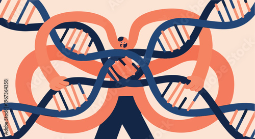 Abstract illustration of interconnected DNA strands symbolizing genetic diversity and scientific research