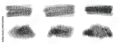 Various spots drawn with black charcoal, crayon texture, freehand graphic design elements for decoration. Spots drawn with black various charcoal crayon texture. Vector illustration.