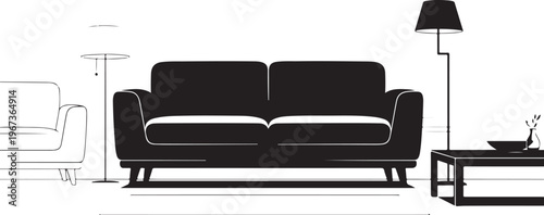 Black and white living room furniture sofa couch chair