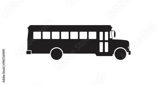 A stark black silhouette of a classic yellow school bus showcasing its iconic shape and design silhouette high quality professional detailed