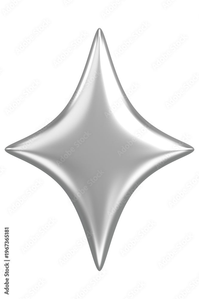 Fototapeta premium Glossy Star Sparkle. 3D Illustration.