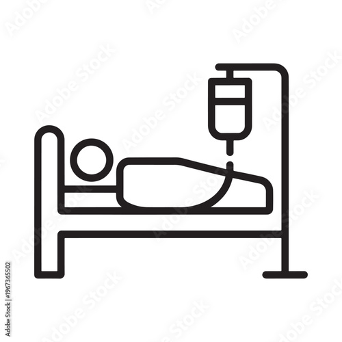 Hospital patient lying in bed with an iv drip connected nearby