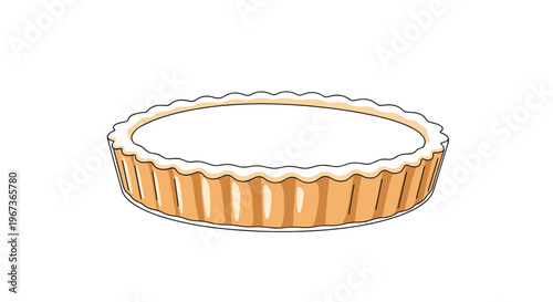 Empty pastry tart shell with a scalloped edge on a white background for baking and food preparation concept.