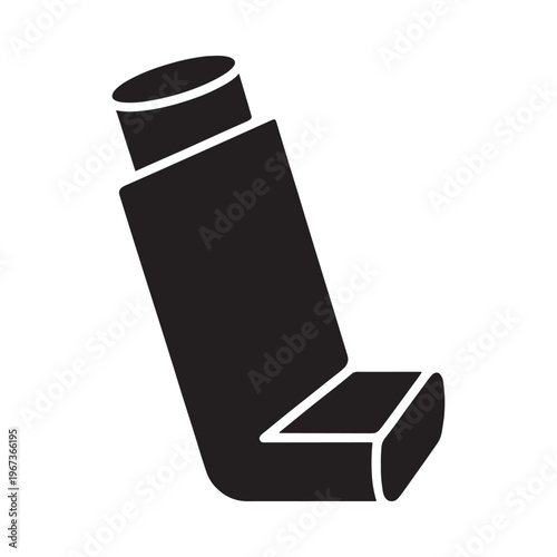 Simple black silhouette of an inhaler a medical device for respiratory relief