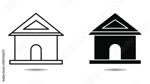 Comparison of a white and black birdhouse with triangular roof designs